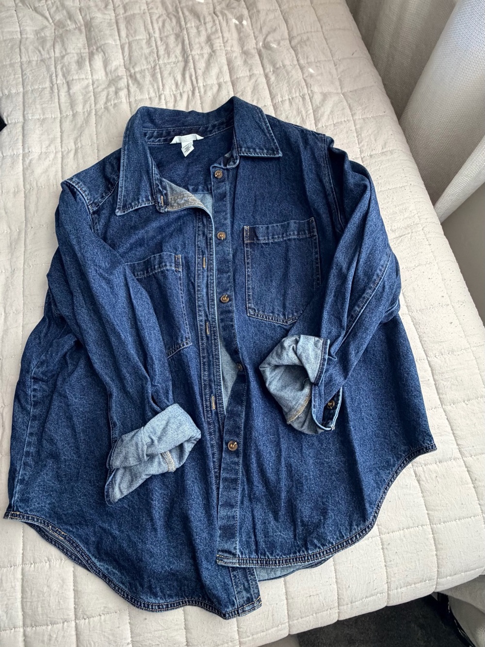 Dark Blue Denim Shirt - Casual Button-Up